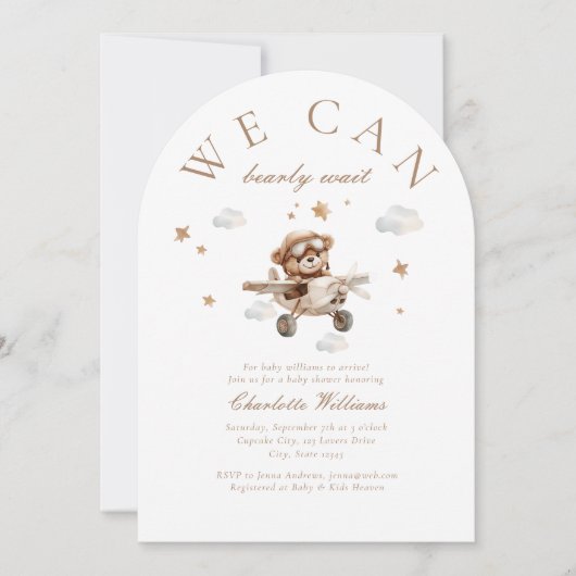 We kunnen nauwelijks wachten! Teddybeer en vliegtu Kaart (Voorkant)