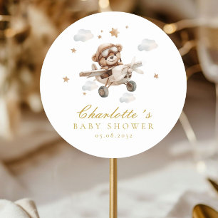 We kunnen nauwelijks wachten! Teddybeer en vliegtu Ronde Sticker