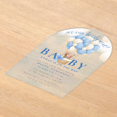 We kunnen nauwelijks wachten Teddybeer Jongens Bab Acryl Uitnodigingen (Laagn)