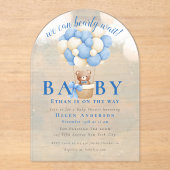 We kunnen nauwelijks wachten Teddybeer Jongens Bab Acryl Uitnodigingen (Voorkant)