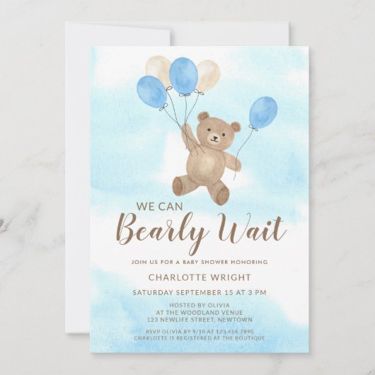 We kunnen nauwelijks wachten Teddybeer Jongens Bab Kaart (Voorkant)