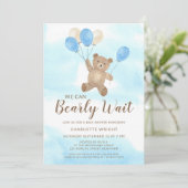 We kunnen nauwelijks wachten Teddybeer Jongens Bab Kaart (Staand voorkant)