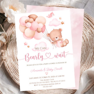 We kunnen nauwelijks wachten Teddybeer Meisje Baby Kaart