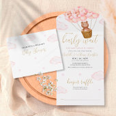 We kunnen nauwelijks wachten Teddybeer Roze Baby S All In One Uitnodiging