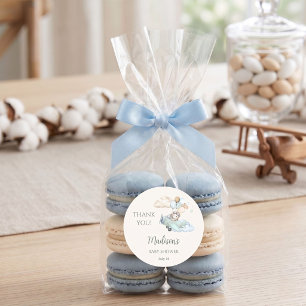 We Kunnen Nauwelijks Wachten Teddybeer Vliegtuig B Ronde Sticker
