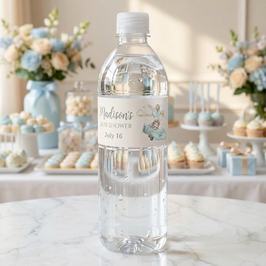 We kunnen nauwelijks wachten Teddybeer Vliegtuig D Waterfles Etiket