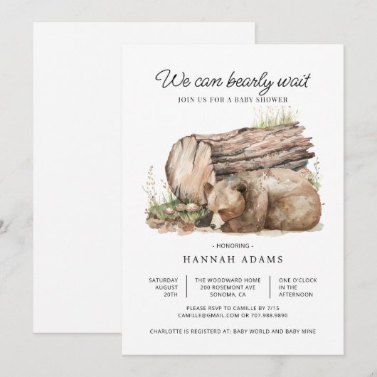 We kunnen nauwelijks wachten tot het Baby shower Kaart (Voorkant / Achterkant)