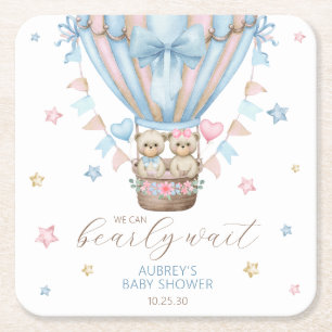 We kunnen nauwelijks wachten Tweeling baby shower  Kartonnen Onderzetters