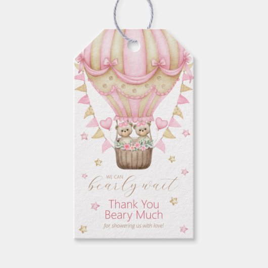 We kunnen nauwelijks wachten Twin Girl Dank u Cadeaulabel (Voorkant)