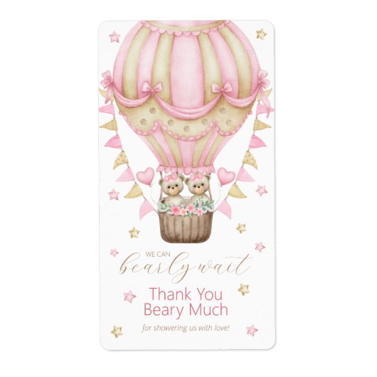 We kunnen nauwelijks wachten Twin Girl Dank u Etiket (Voorkant)