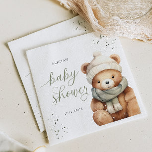 We kunnen nauwelijks wachten winter Baby shower pa Servet
