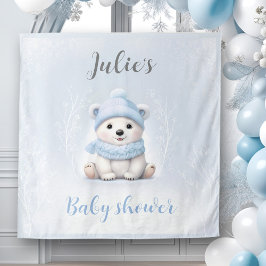 We kunnen nauwelijks wachten Winter Boy Baby showe Wandkleed