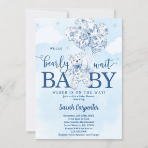 We kunnen niet wachten tot Toile Baby shower Boy Kaart