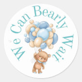 We kunnen nog lang wachten op Boy Baby shower Ronde Sticker (Voorkant)