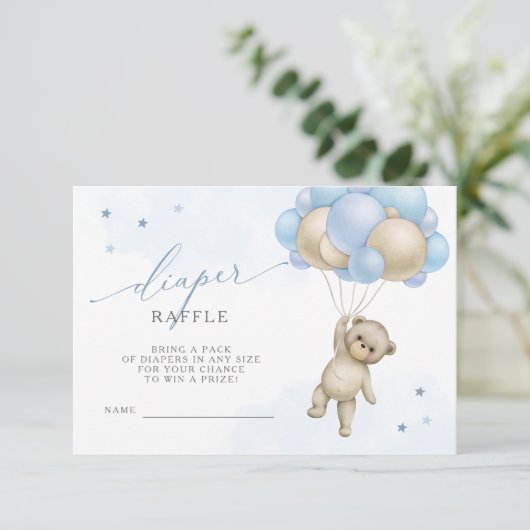 We kunnen op Teddy Bear Boy Diaper Raffle wachten Informatiekaartje (Staand voorkant)