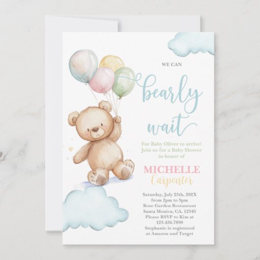 We kunnen snel wachten op baby shower kaart (Voorkant)