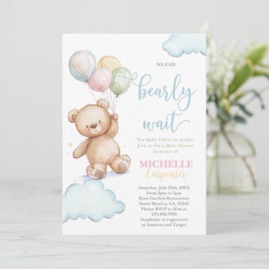 We kunnen snel wachten op baby shower kaart (Staand voorkant)