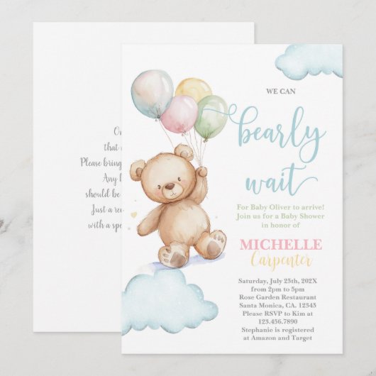 We kunnen snel wachten op baby shower kaart (Voorkant / Achterkant)