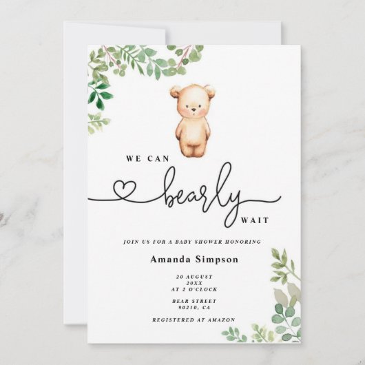 We kunnen snel wachten op baby shower kaart (Voorkant)