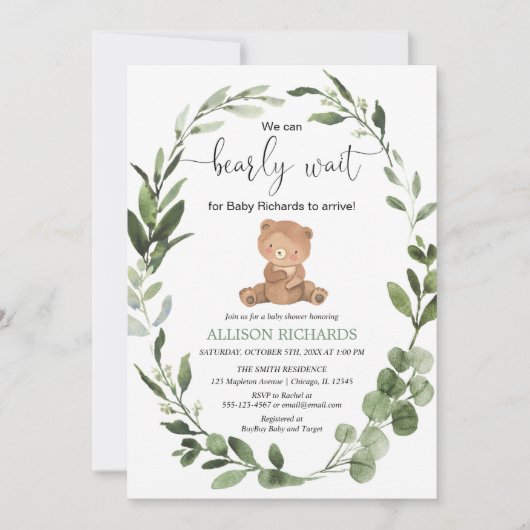 We kunnen snel wachten op genderneutraal beer baby kaart (Voorkant)