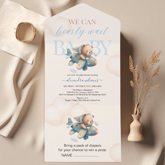 We kunnen snel wachten op het baby shower all in one uitnodiging
