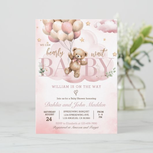 We kunnen snel wachten op het Baby shower van Pink Kaart (Staand voorkant)