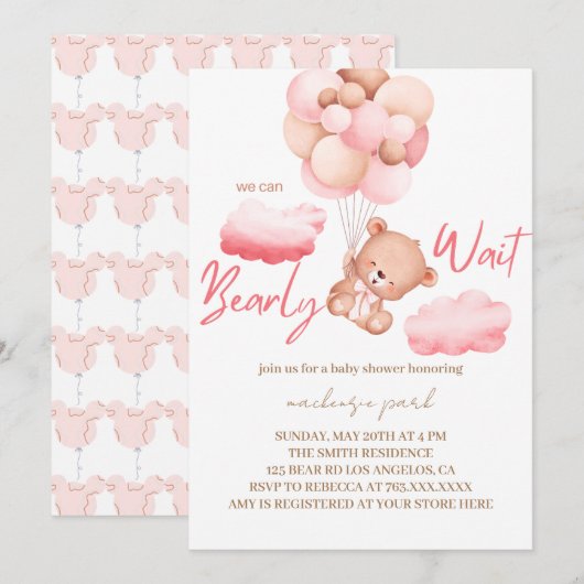 We kunnen snel wachten op het roze Beer Baby showe Kaart (Voorkant / Achterkant)
