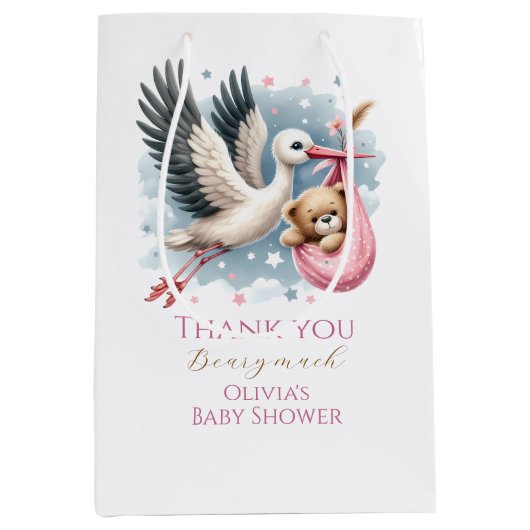 We kunnen snel wachten op roze Baby shower Medium Cadeauzakje (Voorkant)