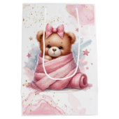 We kunnen snel wachten op roze Baby shower Medium Cadeauzakje (Achterkant)