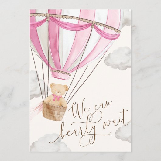 We kunnen snel wachten op roze Baby shower Menu (Achterkant)