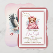 We kunnen snel wachten op roze Baby shower Save The Date (Voorkant / Achterkant)