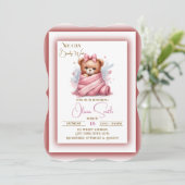 We kunnen snel wachten op roze Baby shower Save The Date (Staand voorkant)
