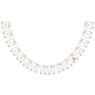 We kunnen snel wachten op roze groen baby shower vlaggetjes