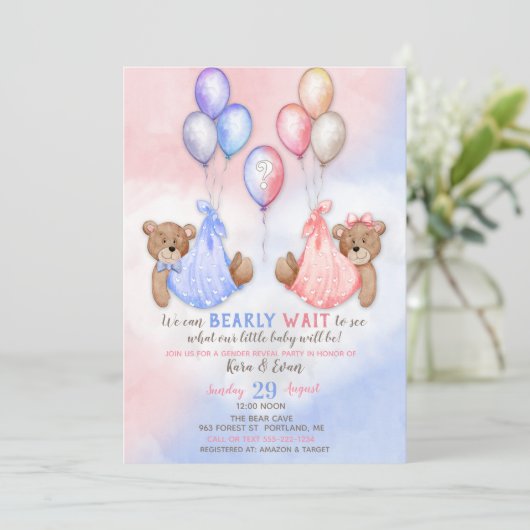 We kunnen snel wachten tot de Beren roze blauw zij Kaart (Staand voorkant)