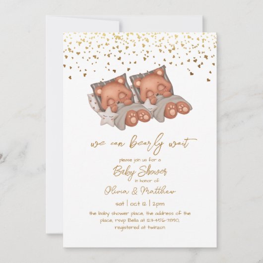 We kunnen twee keer wachten op neutraal Baby showe Kaart (Voorkant)