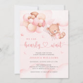 We kunnen vroeg wachten op roze Baby shower uitnod Kaart (Voorkant)
