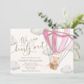 We kunnen vroeg wachten op roze Baby shower uitnod Kaart (Staand voorkant)