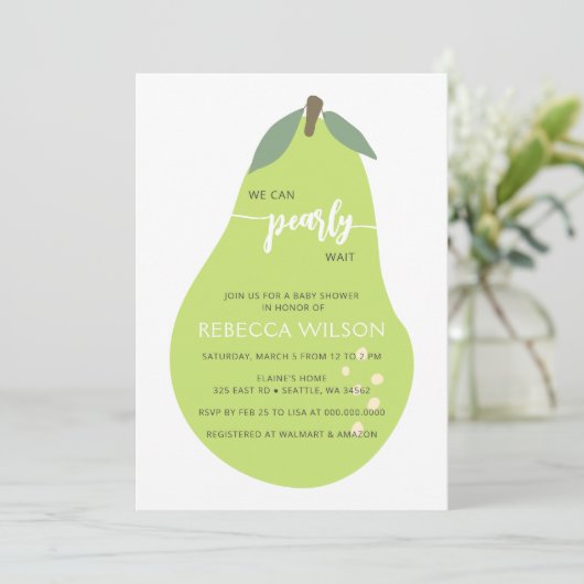 We kunnen vrolijk wachten op Herfst Pear Baby show Kaart (Staand voorkant)