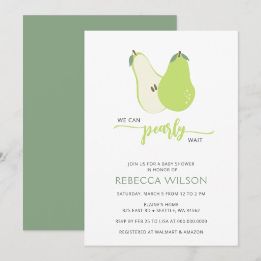 We kunnen vrolijk wachten op Herfst Pear Baby show Kaart (Voorkant / Achterkant)