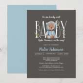 We kunnen wachten. Baby Boy Blue Shower Kaart (Voorkant / Achterkant)