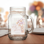 We kunnen wachten. Baby shower Mason Jar<br><div class="desc">We kunnen wachten. :) Dit kleine beer wacht op het grote baby, in een hete luchtballon gebouwd uit bruine en roomballonnen. Whimsical-waterverven en de moderne typografie vormen een aanvulling op het ontwerp. Pas dit schattige punt van het Baby shower van het Beer met uw baby shower details gemakkelijk en snel...</div>