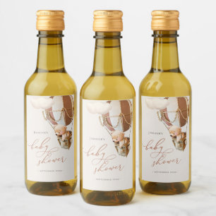 We kunnen wachten. Baby shower Mini Wine Label Wijn Etiket