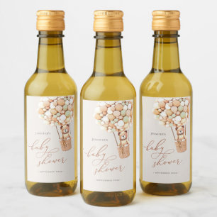We kunnen wachten. Baby shower Mini Wine Label Wijn Etiket