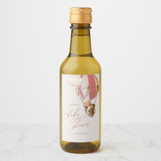 We kunnen wachten. Baby shower Mini Wine Label Wijn Etiket (Voorkant)