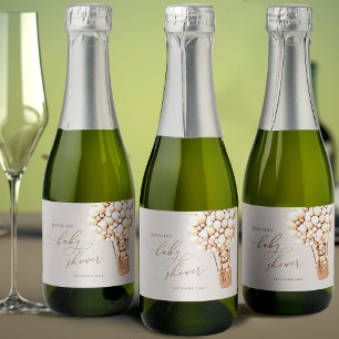 We kunnen wachten. Baby Shower Sparkling Wijnetiket