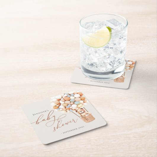 We kunnen wachten. Baby shower Square Paper Coast Kartonnen Onderzetters (Insitu)