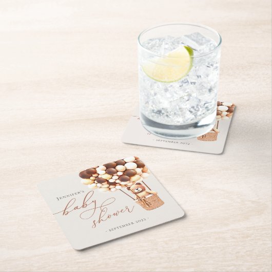 We kunnen wachten. Baby shower Square Paper Coast Kartonnen Onderzetters (Insitu)