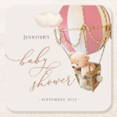 We kunnen wachten. Baby shower Square Paper Coast Kartonnen Onderzetters (Voorkant)