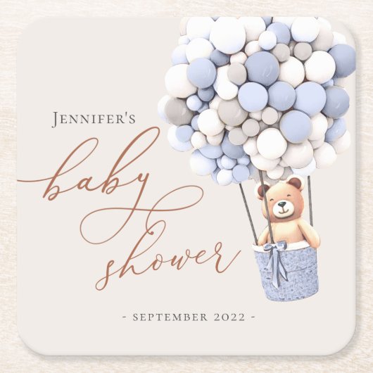 We kunnen wachten. Baby shower Square Paper Coast Kartonnen Onderzetters (Voorkant)