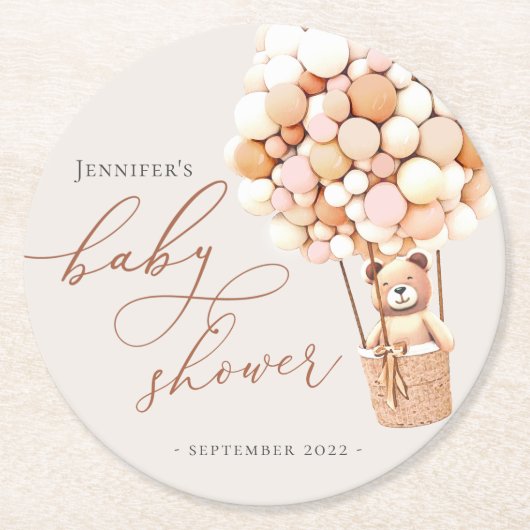 We kunnen wachten. Baby shower Square Paper Coast Ronde Kartonnen Onderzetter (Voorkant)